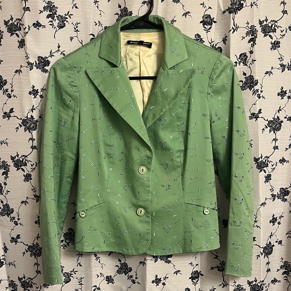 Betsey Johnson Vintage Green Floral Blazer - Picture 1 of 9